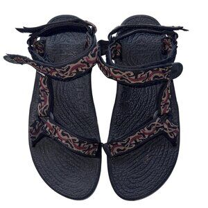Teva Sz 10 Hiking Sandals Terradactyl Shock Pad Black & Multi Strap Adjustable